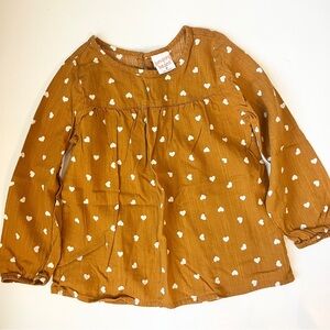 Jumping Beans Brown Heart Pattern Kids Fall Top